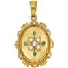 Image 1 : Victorian Pearl, Turquoise, Gold Locket-Pendant