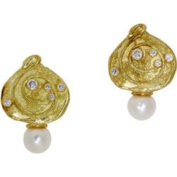 Diamond, Pearl, Gold Earrings, Elizabeth Gage