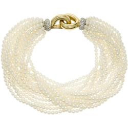 Cultured Pearl, Diamond, Gold Bracelet, Cartier