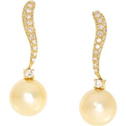 Golden South Sea Cultured Pearl Diamond Earrings