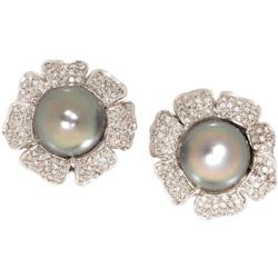 South Sea Cultured Pearl, Diamond, Gold Earrings