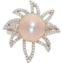 South Sea Cultured Pearl, Diamond, Gold Ring