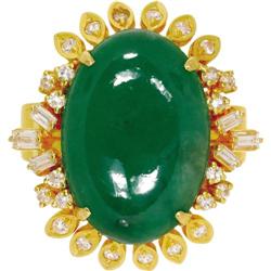 Jade, Diamond, Gold Ring