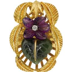 Amethyst, Nephrite Jade, Diamond, Gold Ring