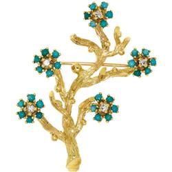 Diamond, Turquoise, Gold Brooch
