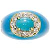 Image 1 : Turquoise, Enamel, Diamond, Gold Ring