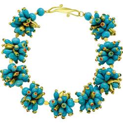 Turquoise, Coral, Pearl, Emerald, Gold Necklace