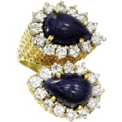 Lapis Lazuli, Diamond, Gold Bypass Ring
