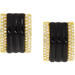 Diamond, Carved Black Onyx, Gold Earrings