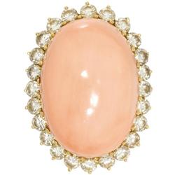 Diamond, Coral, Gold Ring