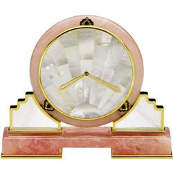 Rose Quartz, Enamel, Gold Clock, Cartier