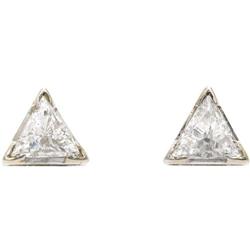 Triangle Shaped Diamond, Platinum Stud Earrings