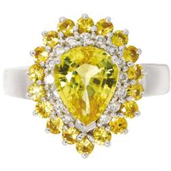 Yellow Sapphire, Diamond, Gold Ring