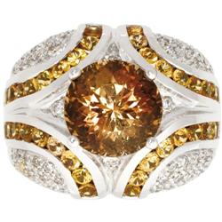 Topaz, Diamond, White Gold Ring
