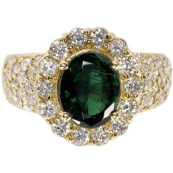 Tsavorite Garnet, Diamond, Gold Ring