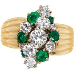 Diamond, Emerald Gold Ring