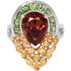 Tourmaline, Sapphire, Garnet, White Gold Ring