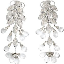 Diamond, Rock Crystal Quartz, White Gold Earring