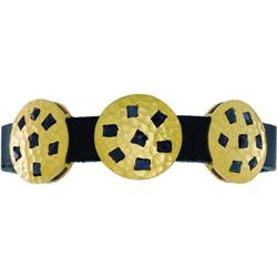 Sapphire, Gold, Leather Bracelet, Lunia