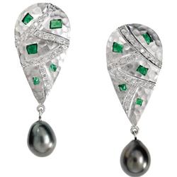 Diamond, South Sea Cultured Pearl Earrings