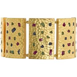 Ruby, Sapphire, Tsavorite Garnet, Gold Bracelet