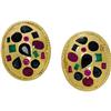 Image 1 : Ruby, Sapphire, Emerald, Gold Earrings
