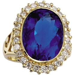 Fluorite, Diamond, Gold Ring