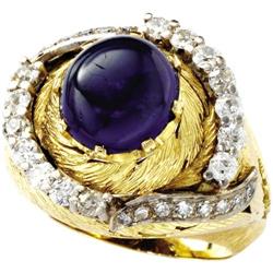 Sapphire, Diamond, Gold Ring
