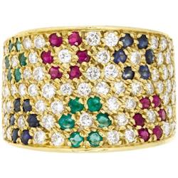 Diamond, Ruby, Emerald, Sapphire, Gold Ring