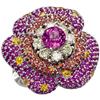 Image 1 : Multi-Color Sapphire, Diamond, Gold Flower Ring