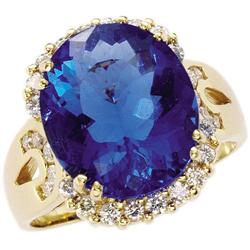Fluorite, Diamond, Gold Ring