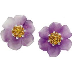 Amethyst Sapphire Diamond, Gold Earrings, Aletto