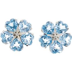 Blue Topaz, Diamond, White Gold Earrings