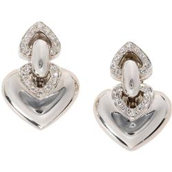 Diamond, White Gold Heart Earrings, Bvlgari