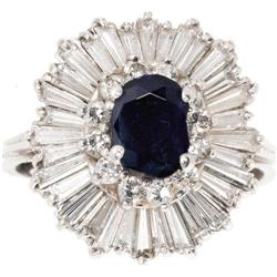 Sapphire, Diamond, Platinum Ring