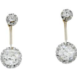 Diamond, Platinum-Topped Gold Earrings