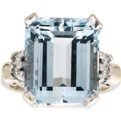 Aquamarine, Diamond, White Gold Ring
