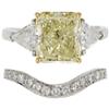 Image 1 : Colored Diamond, Diamond, Platinum Gold Ring Set