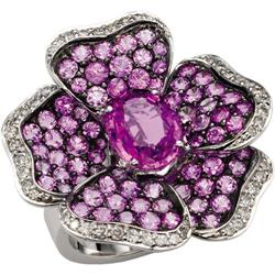 Pink Sapphire, Diamond, White Gold Ring