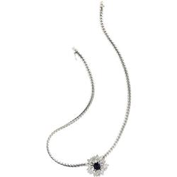 Sapphire, Diamond, White Gold Necklace