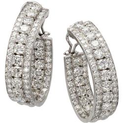 Diamond, Platinum Hoop Earrings