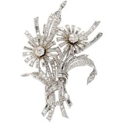 Diamond, Platinum Clip-Brooch