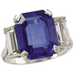 Burmese Sapphire, Diamond, Platinum Ring