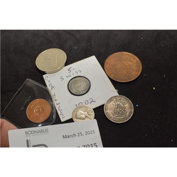 1902 SWISS COIN , 1929 SHILLING , SWEDEN 1955 COIN ETC