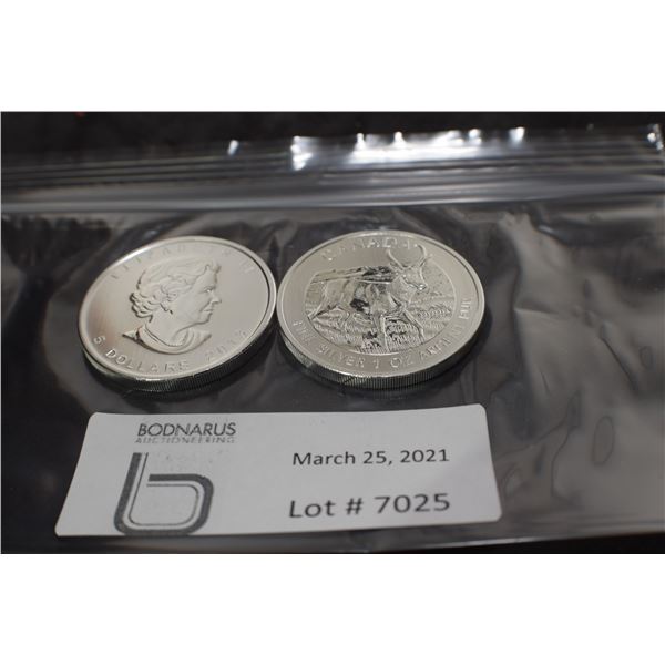 2 TIMES THE MONEY $  5 DOLLAR STERLING SILVER 1 OZ. CANADA COIN