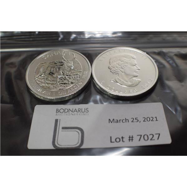 2 TIMES THE MONEY $  5 DOLLAR STERLING SILVER 1 OZ. CANADA COIN