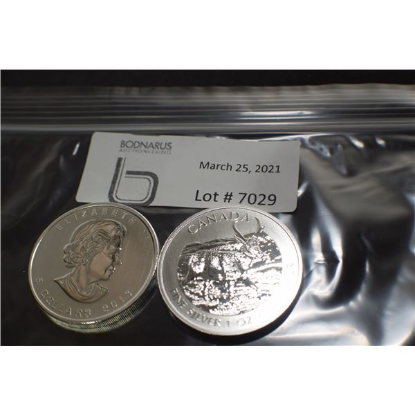 2 TIMES THE MONEY $  5 DOLLAR STERLING SILVER 1 OZ. CANADA COIN
