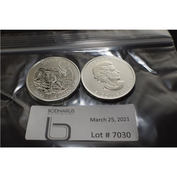 2 TIMES THE MONEY $  5 DOLLAR STERLING SILVER 1 OZ. CANADA COIN