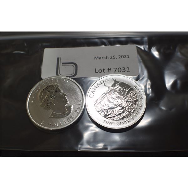 2 TIMES THE MONEY $  5 DOLLAR STERLING SILVER 1 OZ. CANADA COIN