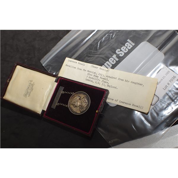 1913 SASKATOON ' MESSIAH' SINGING AWARD MEDAL STERLING